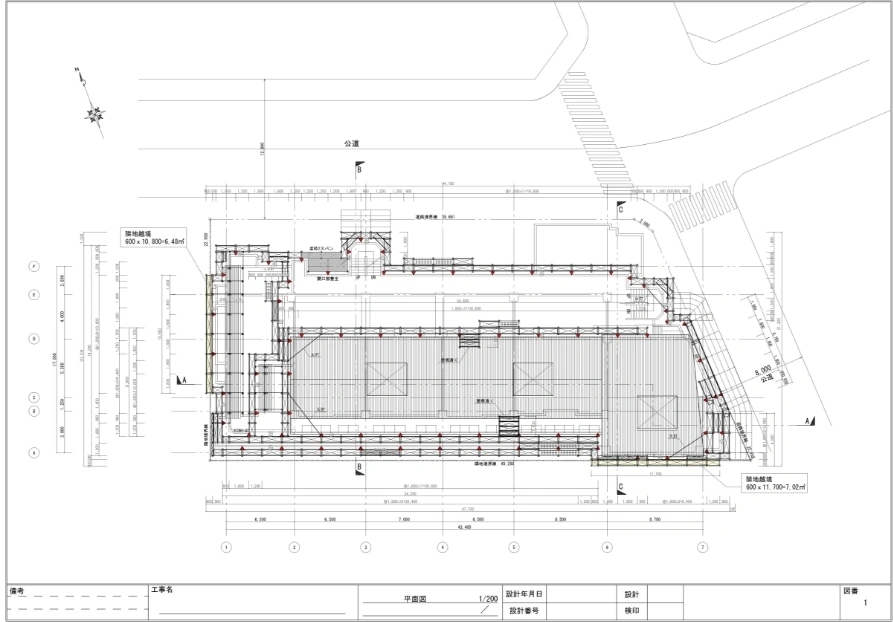 仮設足場平面図例