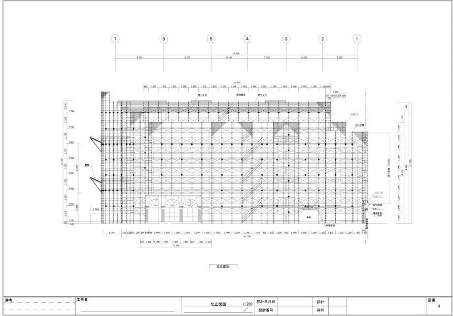 仮設足場立面図例